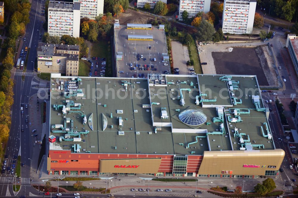 Aerial photograph Szczecin - Stettin - Building of the shopping center Galaxy Centrum in Szczecin in West Pomeranian, Poland