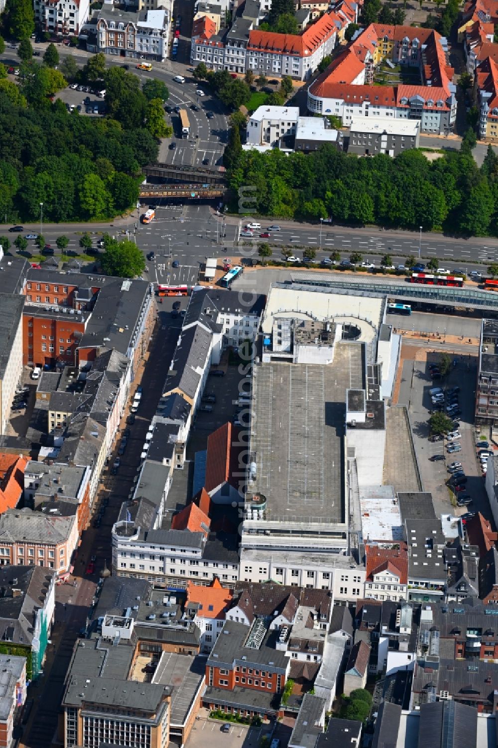 Aerial image Flensburg - Building of the shopping center Galerie on Holm in Flensburg in the state Schleswig-Holstein, Germany