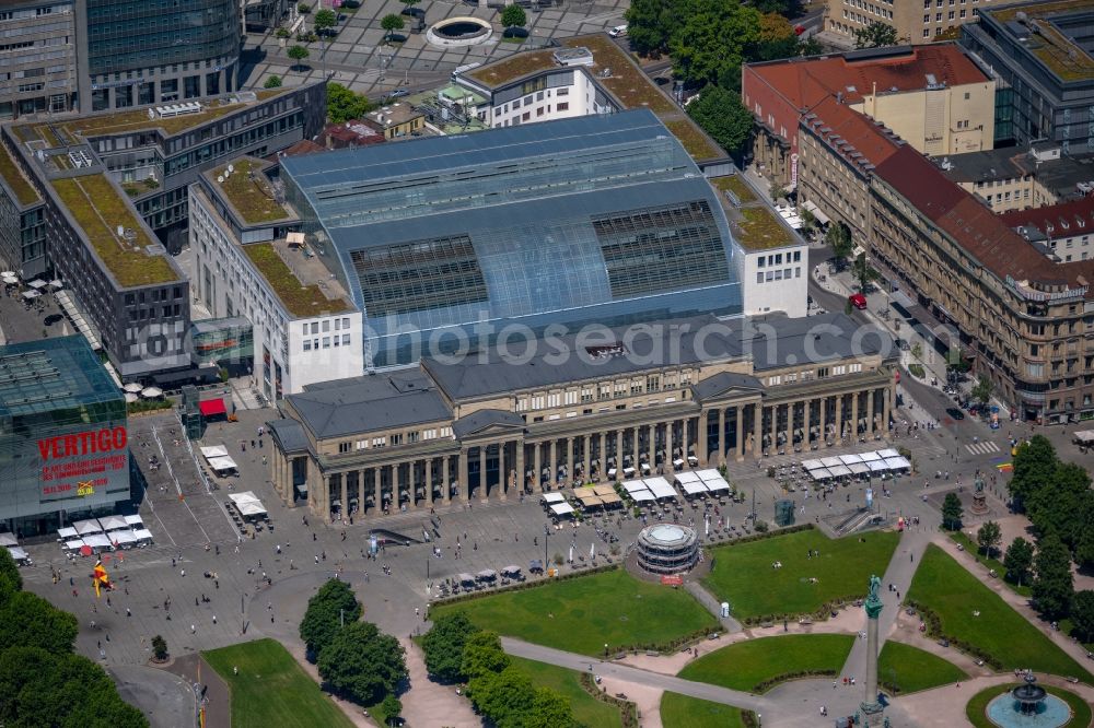 Aerial image Stuttgart - Building of the shopping center Koenigsbau Passagen on street Koenigstrasse in Stuttgart in the state Baden-Wuerttemberg, Germany