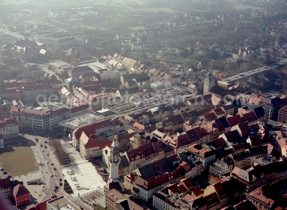 Aerial image Bautzen - Building of the shopping center Kornmarkt-Center in Bautzen in the state Saxony, Germany