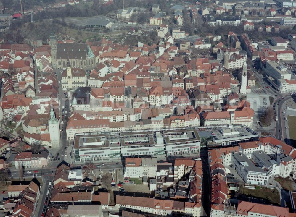 Aerial photograph Bautzen - Building of the shopping center Kornmarkt-Center in Bautzen in the state Saxony, Germany