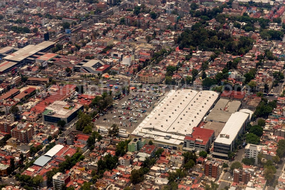 Ciudad de Mexico from above - Building of the shopping center Mega Soriana in Ciudad de Mexico in Mexico