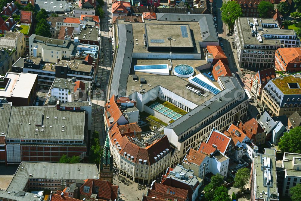 Aerial image Münster - Building of the shopping center MUeNSTER ARKADEN on street Ludgeristrasse in the district Altstadt in Muenster in the state North Rhine-Westphalia, Germany