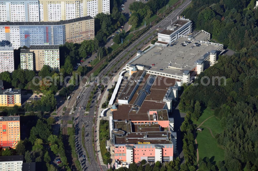 Chemnitz from above - Building of the shopping center Vita-Center on street Wladimir-Sagorski-Strasse in the district Morgenleite in Chemnitz in the state Saxony, Germany