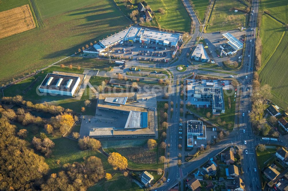 Westtünnen from above - Building of the shopping center on street Heideweg in Westtuennen at Ruhrgebiet in the state North Rhine-Westphalia, Germany