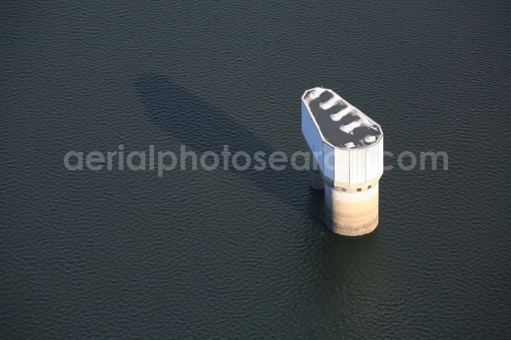 Herrischried from above - Intake Tower and hoist Tower of the high storage basin of the Schluchseewerk AG in Herrischried in the state Baden-Wuerttemberg