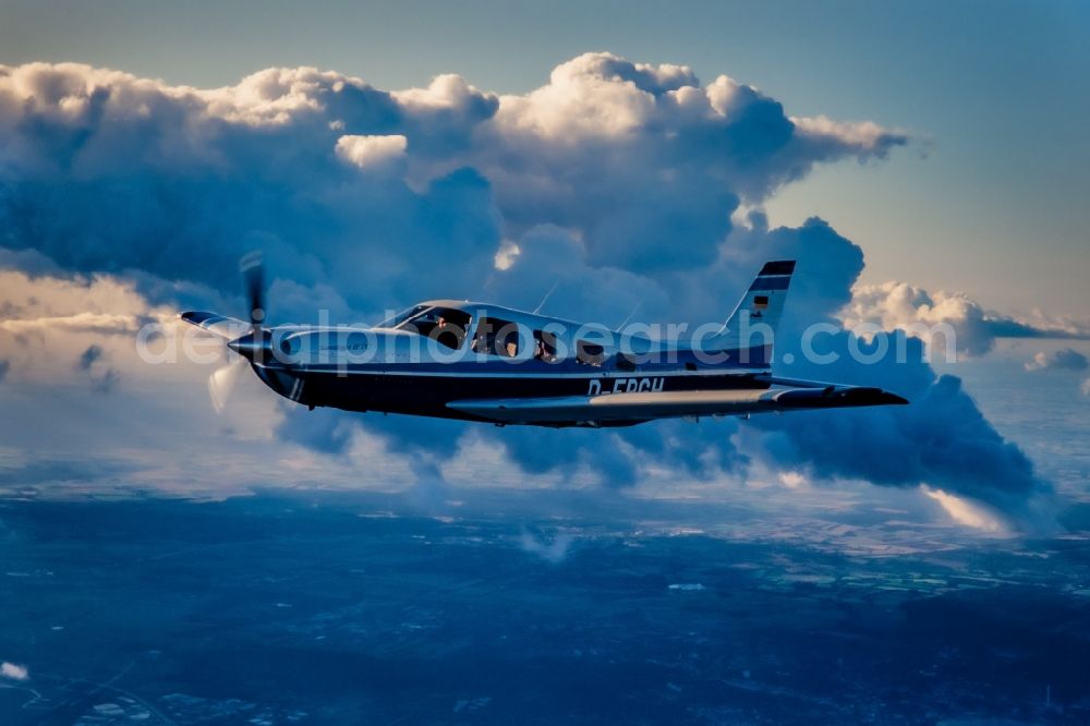 Aerial image Flensburg - Single-engine business aircraft in the airspace in Flensburg in the state of Schleswig-Holstein