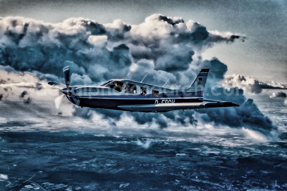 Aerial photograph Flensburg - Single-engine business aircraft in the airspace in Flensburg in the state of Schleswig-Holstein