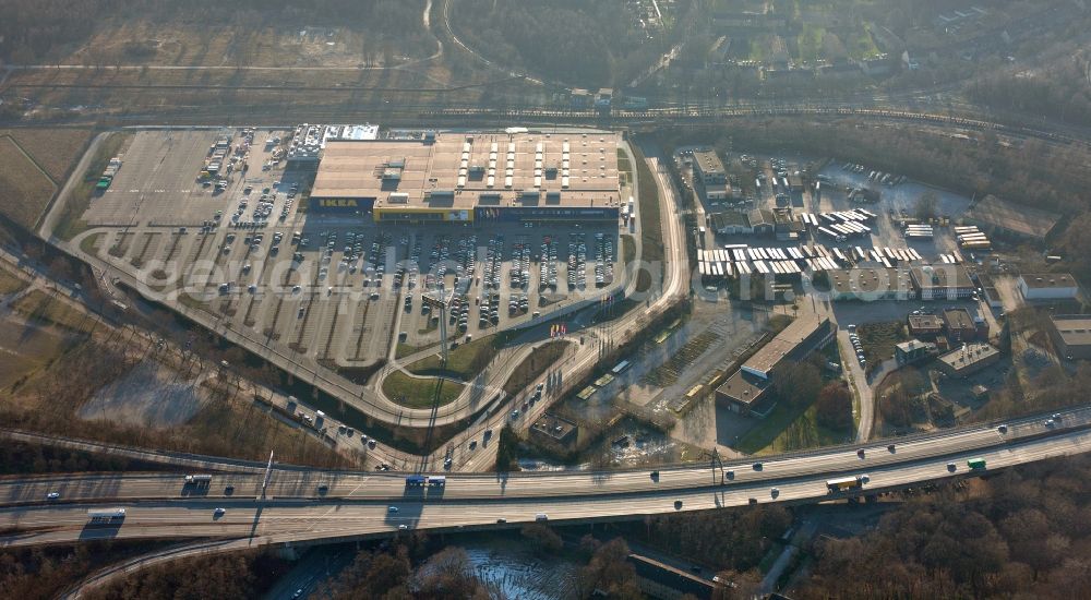 Aerial photograph Duisburg - View of the furniture store Ikea in Disburg in the state North Rhine-Westphalia