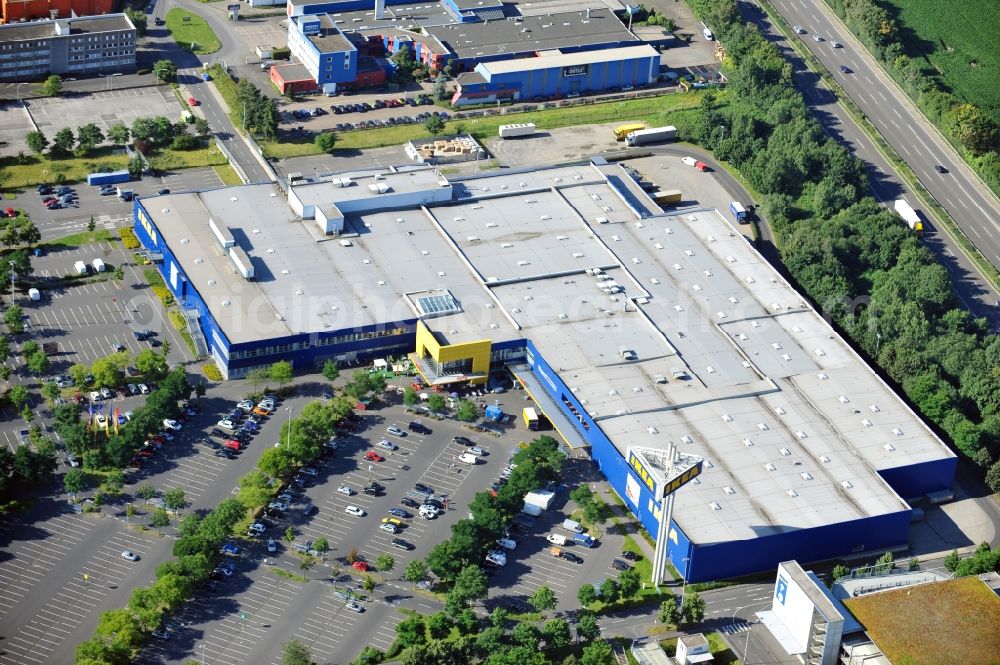 Köln from above - View of the furniture shop IKEA in Köln in the state North Rhine-Westphalia. IKEA is an international home products company that designs ans sells ready-tp-assemble furniture. The company is the world's largest furniture retailer