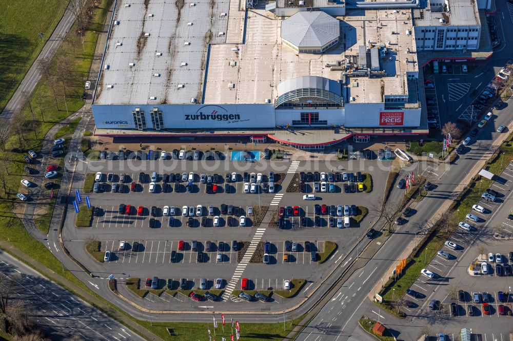 Unna from above - Building of the furniture store - furniture market Zurbrueggen residential center Unna in Unna in the state North Rhine-Westphalia, Germany