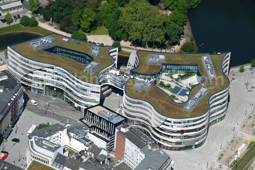 Aerial image Düsseldorf - Construction of retail and office property Koe-Bogen in Dusseldorf in North Rhine-Westphalia