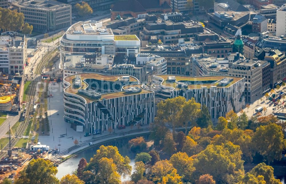 Aerial photograph Düsseldorf - Construction of retail and office property Koe-Bogen in Dusseldorf in North Rhine-Westphalia