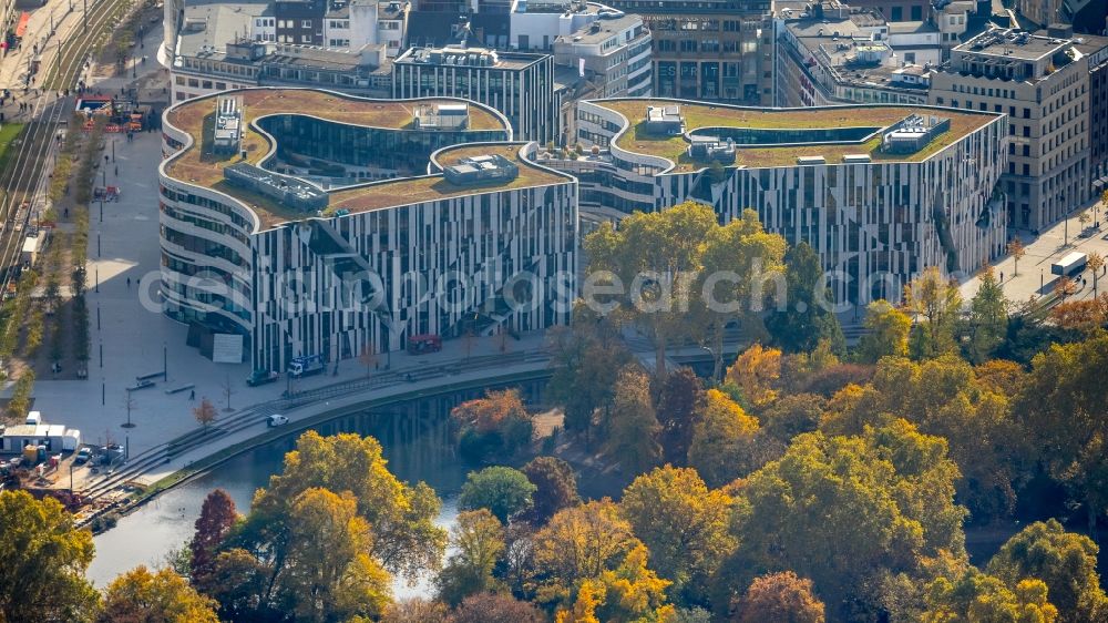 Aerial image Düsseldorf - Construction of retail and office property Koe-Bogen in Dusseldorf in North Rhine-Westphalia