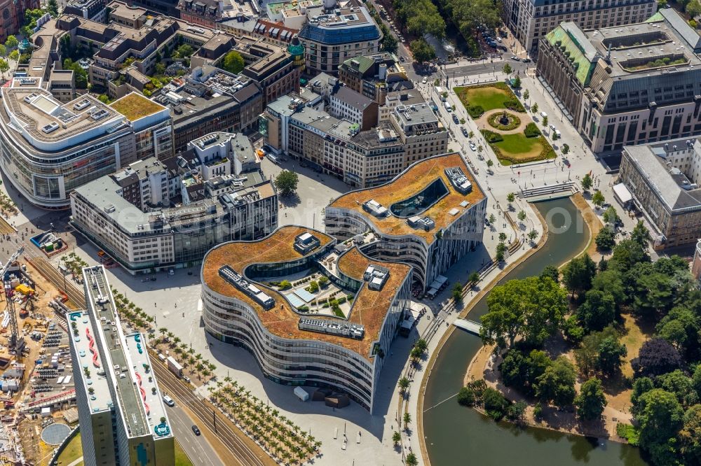 Aerial image Düsseldorf - Construction of retail and office property Koe-Bogen in Dusseldorf in North Rhine-Westphalia