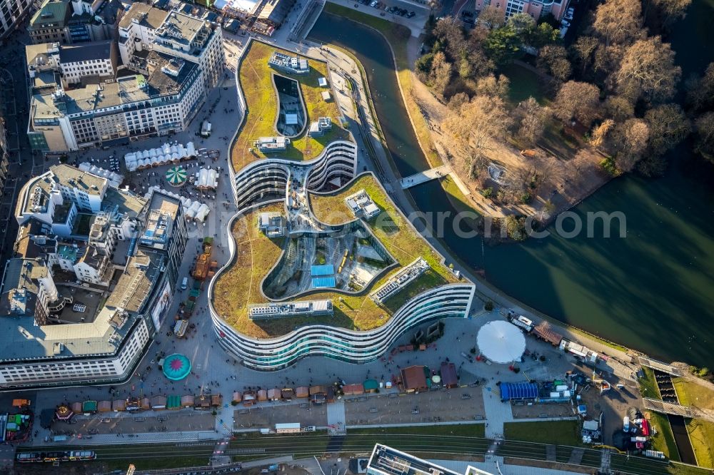 Aerial image Düsseldorf - Construction of retail and office property Koe-Bogen in Dusseldorf in North Rhine-Westphalia