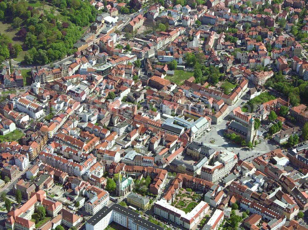 Aerial image Eisenach - Eisenach hat eine Stadtfläche von 103,85 qkm (mit den Ortsteilen Stedtfeld, Neuenhof-Hörschel, Wartha-Göringen, Stregda, Madelungen, Neukirchen, Berteroda, Hötzelsroda und Stockhausen) und wird von ca. 44.150 Menschen bewohnt.