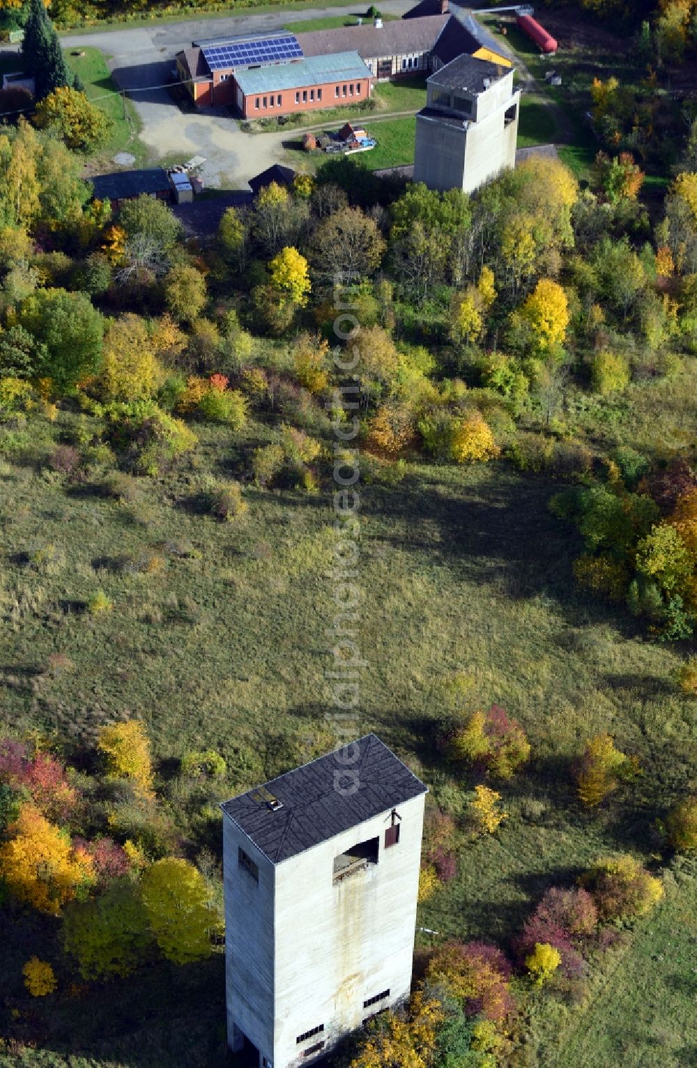 Groß Döhren from above - View of the abandoned iron ore mine Grube Fortuna in the near of Groß Dühren in the state Lower Saxony