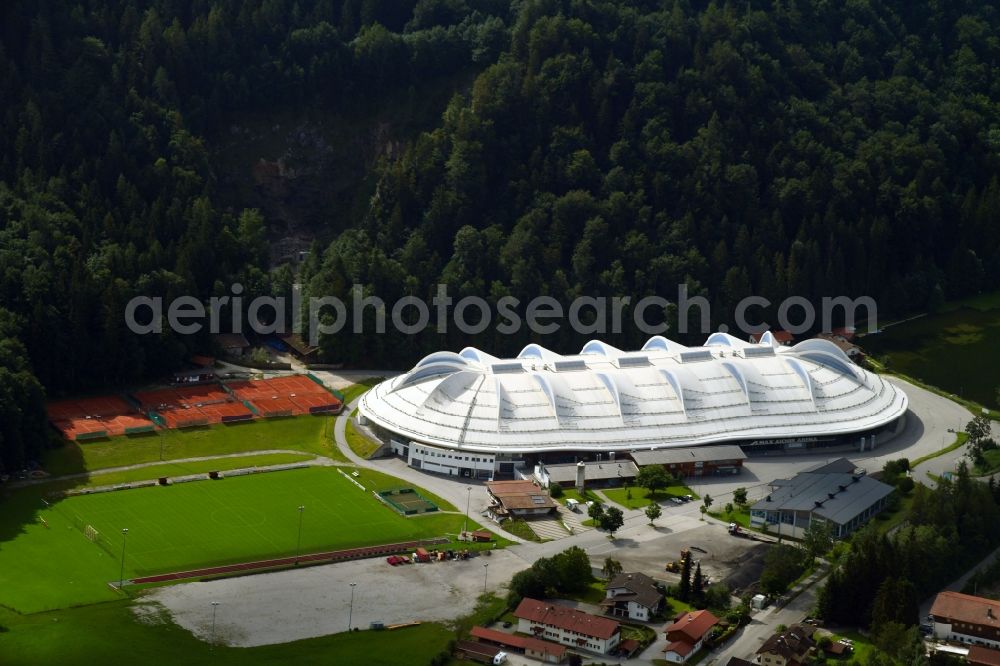 Inzell from the bird's eye view: Sports facility grounds of the Arena stadium Eishalle Max Aicher Arena in Inzell in the state Bavaria, Germany