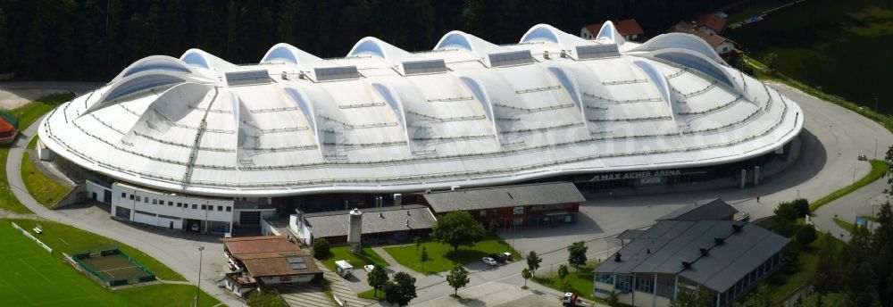 Aerial image Inzell - Sports facility grounds of the Arena stadium Eishalle Max Aicher Arena in Inzell in the state Bavaria, Germany