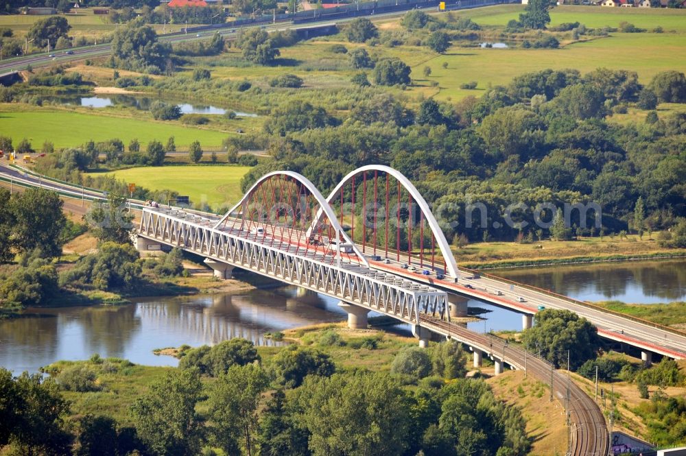 Aerial image Wittenberg - View of the Elbebruecke in Lutherstadt Wittenberg in Saxony-Anhalt