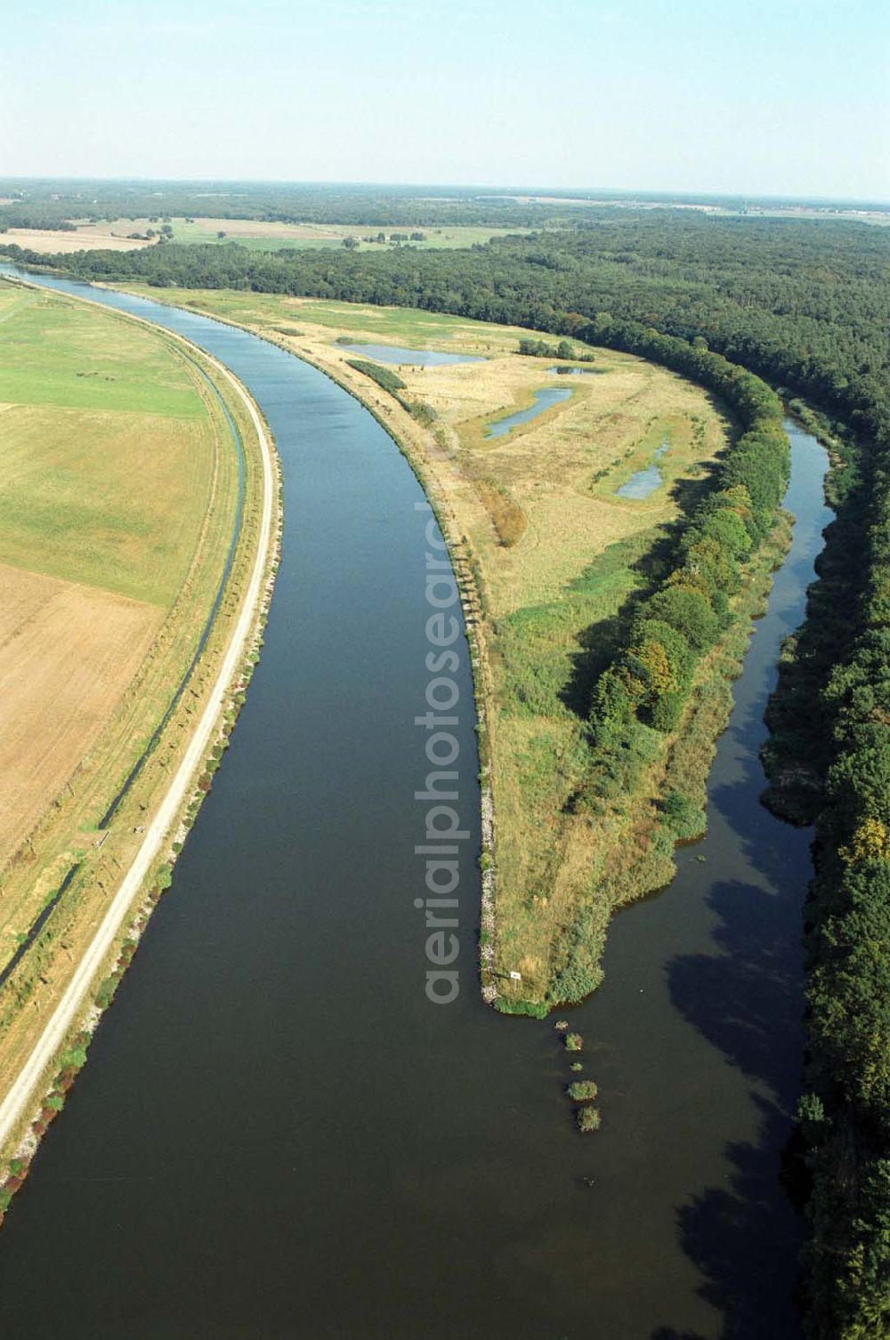 Aerial image Parchau - Blick auf die Verlegung des Elbe-Havel-Kanals bei Parchau.