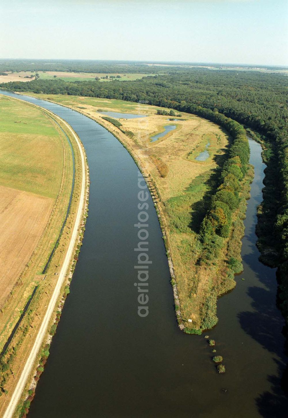 Aerial photograph Parchau - Blick auf die Verlegung des Elbe-Havel-Kanals bei Parchau.