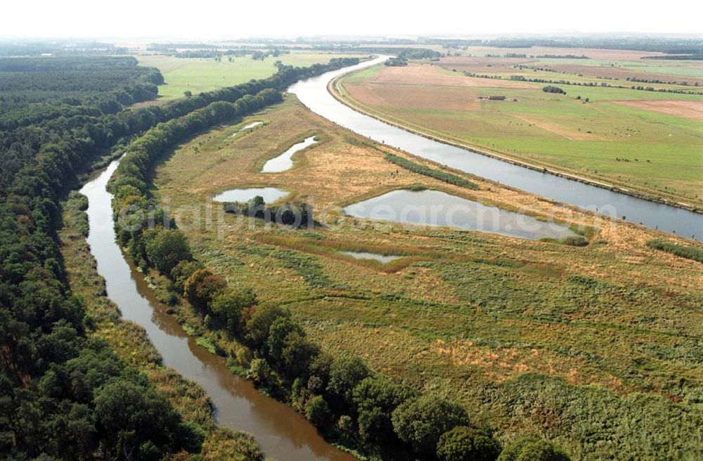 Aerial image Parchau - Blick auf die Verlegung des Elbe-Havel-Kanals bei Parchau.