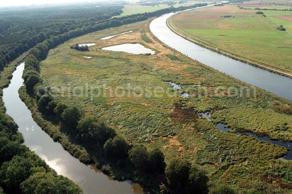 Aerial photograph Parchau - Blick auf die Verlegung des Elbe-Havel-Kanals bei Parchau.