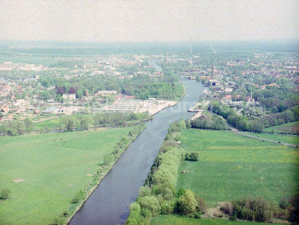 Aerial image Genthin - Elbe - Havel - Kanal vor Genthin.