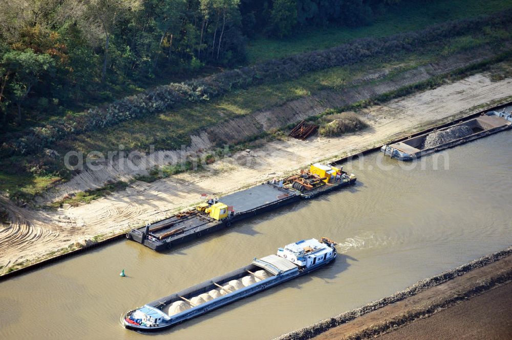 Aerial photograph Genthin - Streckenausbau Elbe-Havel-Kanal zwischen Genthin und Seedorf in Sachsen-Anhalt. Ein Projekt des WSV, Wasser- und Schifffahrtsverwaltung des Bundes. Extension of the waterway line Elbe-Havel-Canal among Genthin and Seedorf, Saxony-Anhalt.