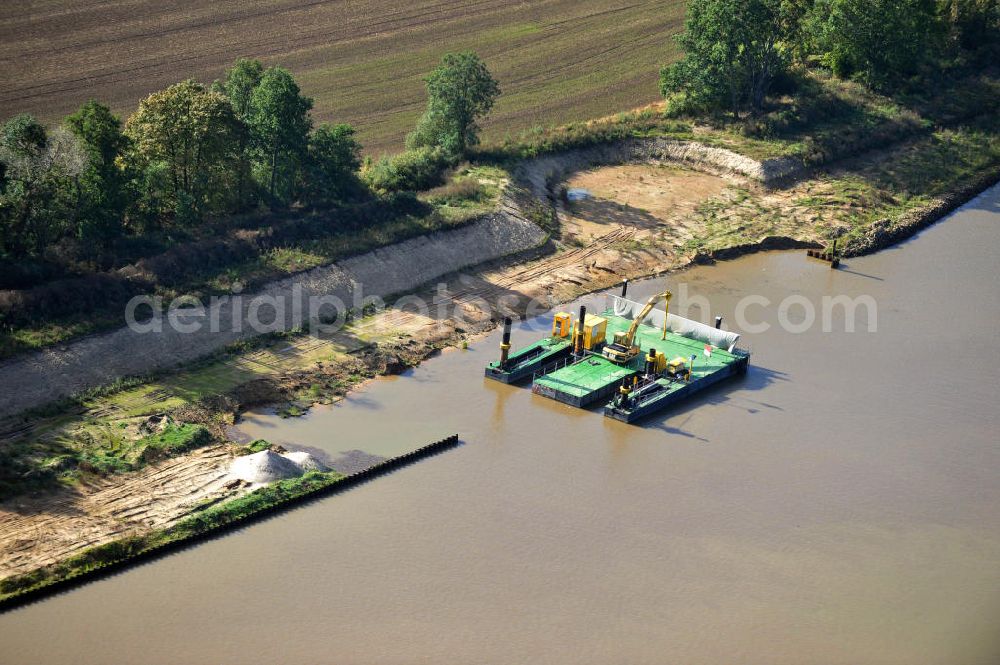 Aerial photograph Genthin - Streckenausbau Elbe-Havel-Kanal zwischen Genthin und Seedorf in Sachsen-Anhalt. Ein Projekt des WSV, Wasser- und Schifffahrtsverwaltung des Bundes. Extension of the waterway line Elbe-Havel-Canal among Genthin and Seedorf, Saxony-Anhalt.