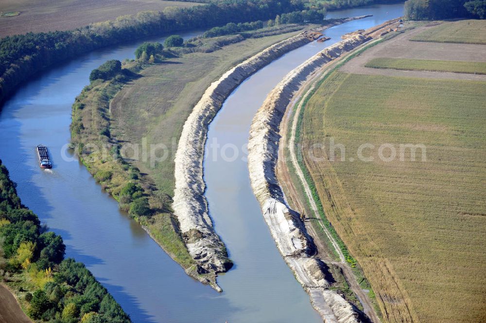 Aerial photograph Genthin - Streckenausbau Elbe-Havel-Kanal zwischen Genthin und Seedorf in Sachsen-Anhalt. Ein Projekt des WSV, Wasser- und Schifffahrtsverwaltung des Bundes. Extension of the waterway line Elbe-Havel-Canal among Genthin and Seedorf, Saxony-Anhalt.