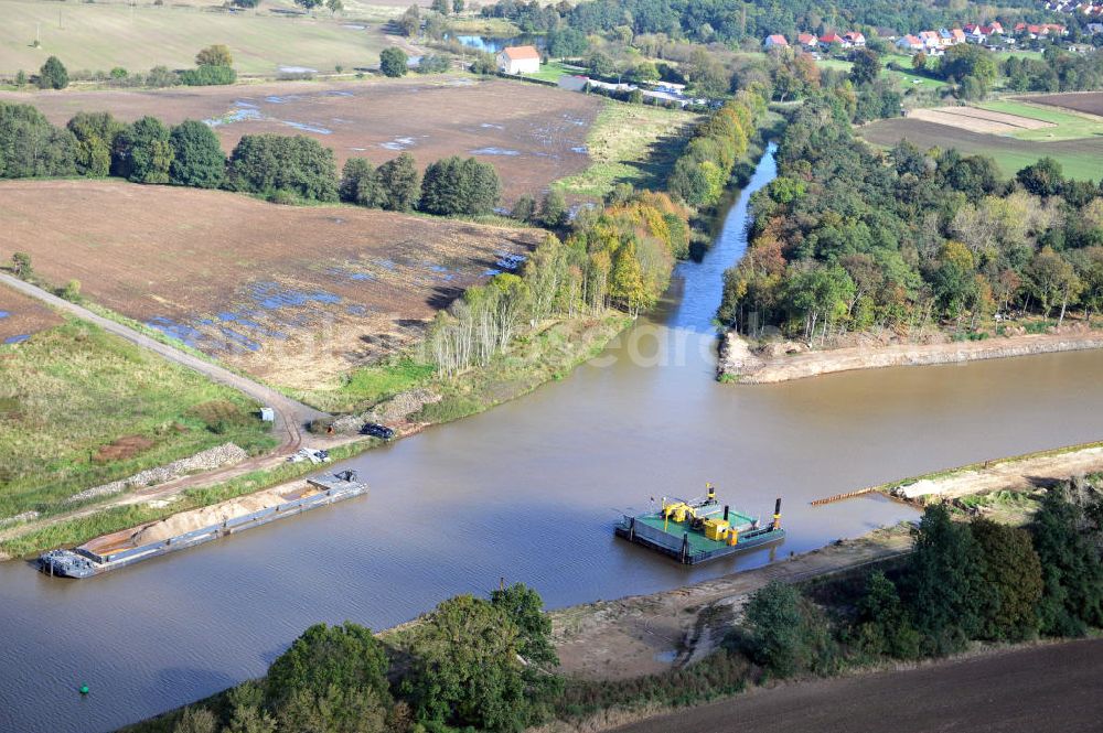 Aerial photograph Genthin - Streckenausbau Elbe-Havel-Kanal zwischen Genthin und Seedorf in Sachsen-Anhalt. Ein Projekt des WSV, Wasser- und Schifffahrtsverwaltung des Bundes. Extension of the waterway line Elbe-Havel-Canal among Genthin and Seedorf, Saxony-Anhalt.