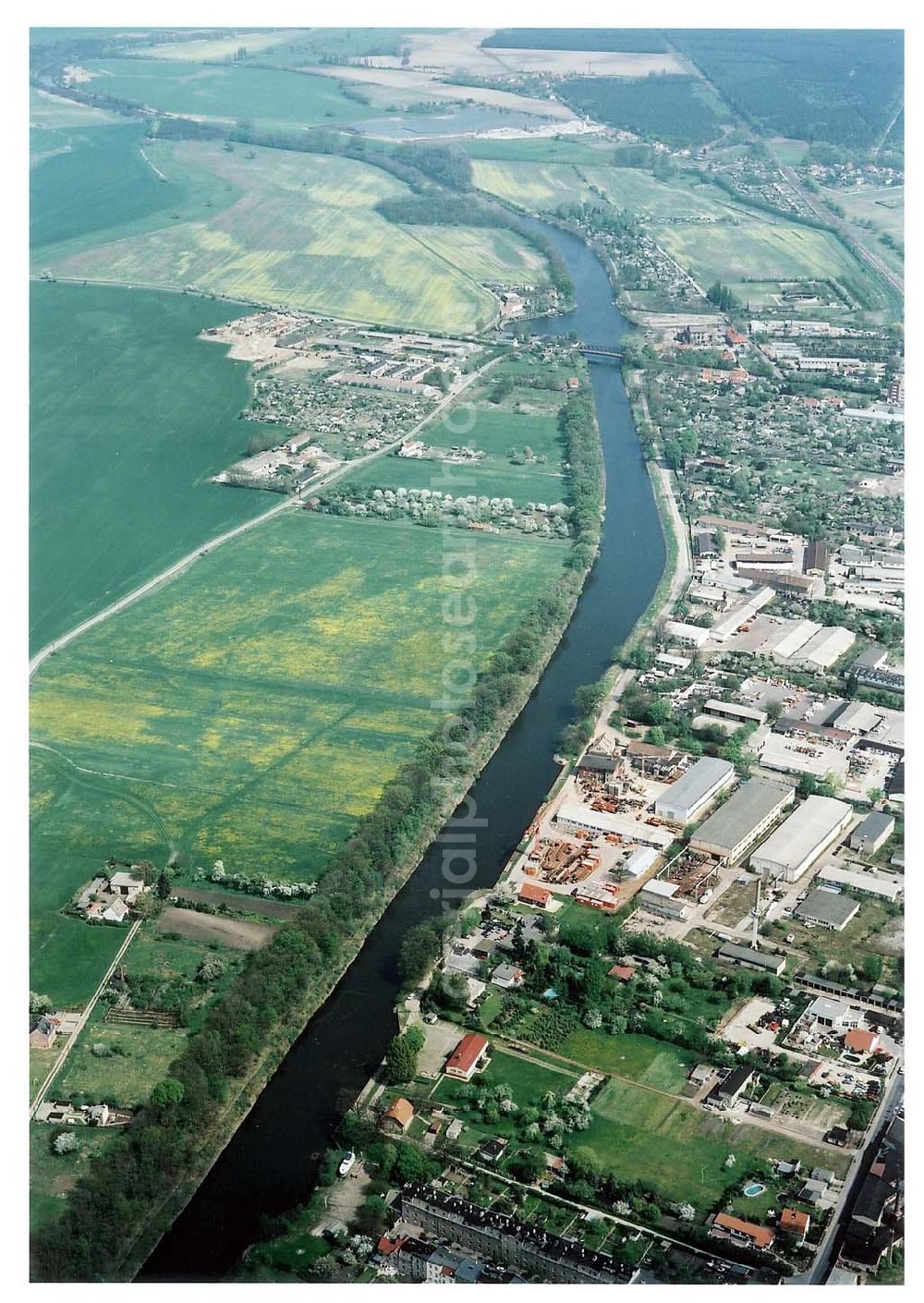 Burg from above - Elbe - Havel - Kanal - Verlauf in Burg