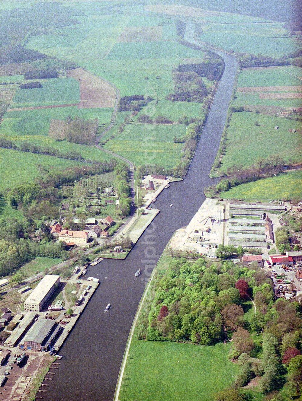 Genthin from the bird's eye view: Elbe - Havel - Kanal - Verlauf in Genthin