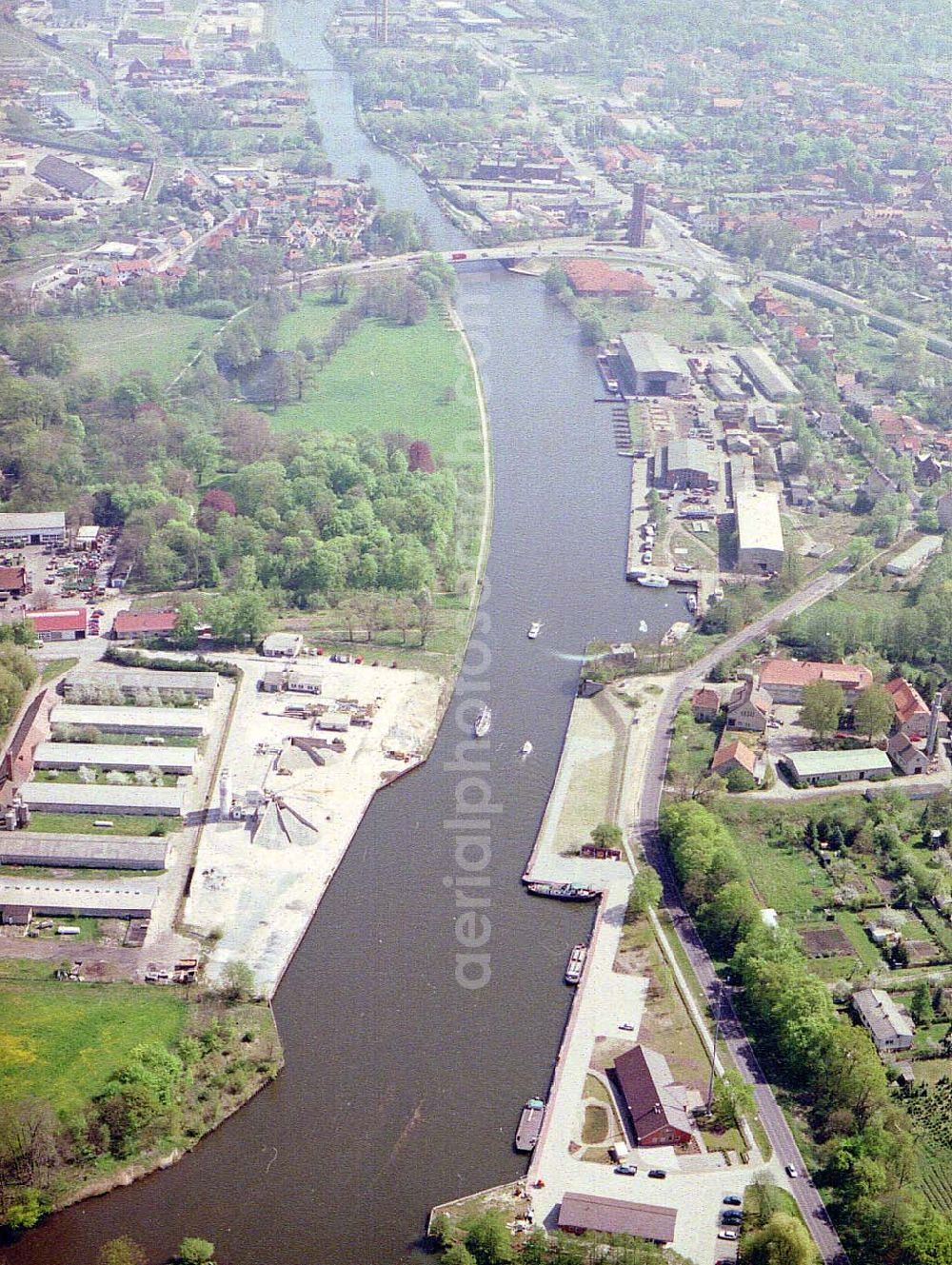 Aerial photograph Genthin - Elbe - Havel - Kanal - Verlauf in Genthin