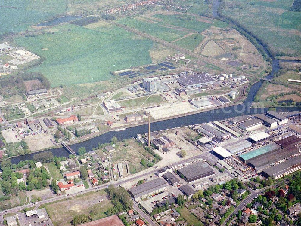 Genthin from above - Elbe - Havel - Kanal - Verlauf in Genthin