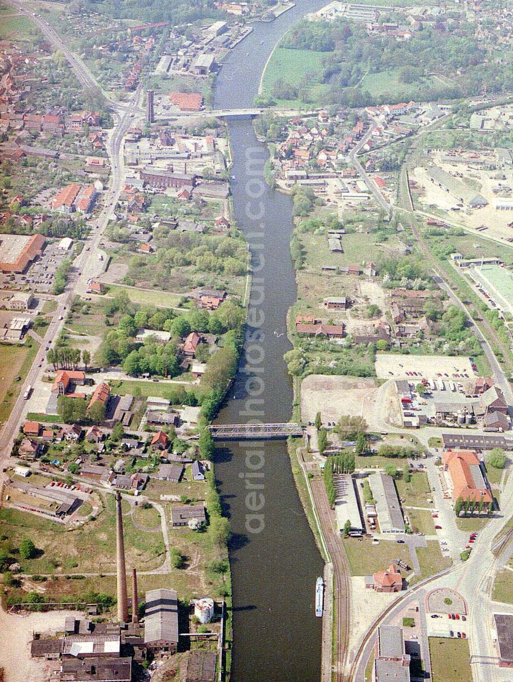 Aerial photograph Genthin - Elbe - Havel - Kanal - Verlauf in Genthin