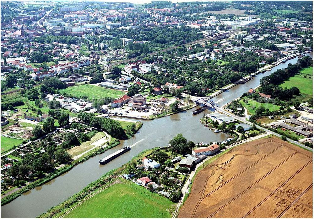 Aerial image Burg - 30.07.2004 Blick auf den Elbe-Havel Kanal bei Burg