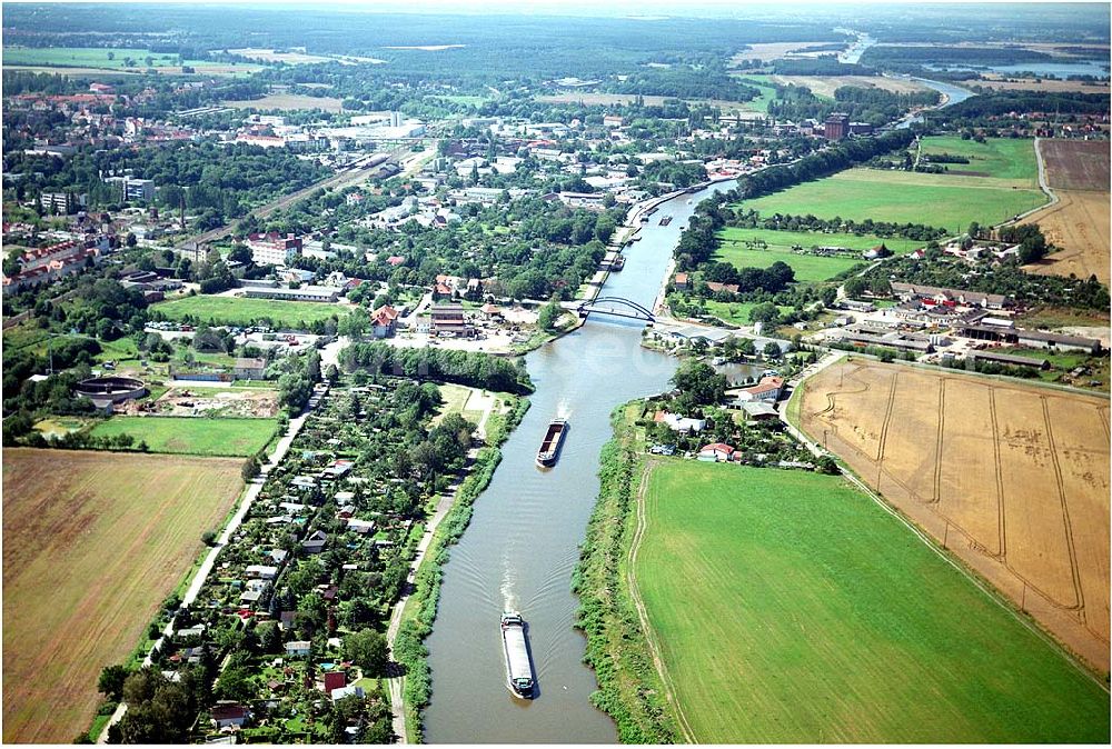 Burg from the bird's eye view: 30.07.2004 Blick auf den Elbe-Havel Kanal bei Burg