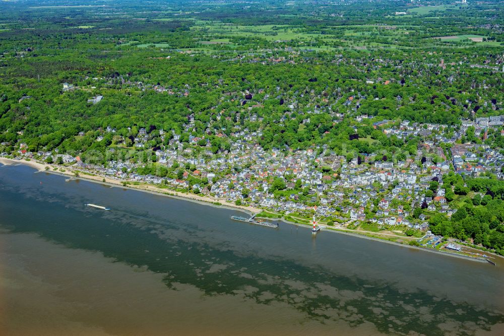 Hamburg from above - Elbe riverbank area in Blankenese district in Hamburg