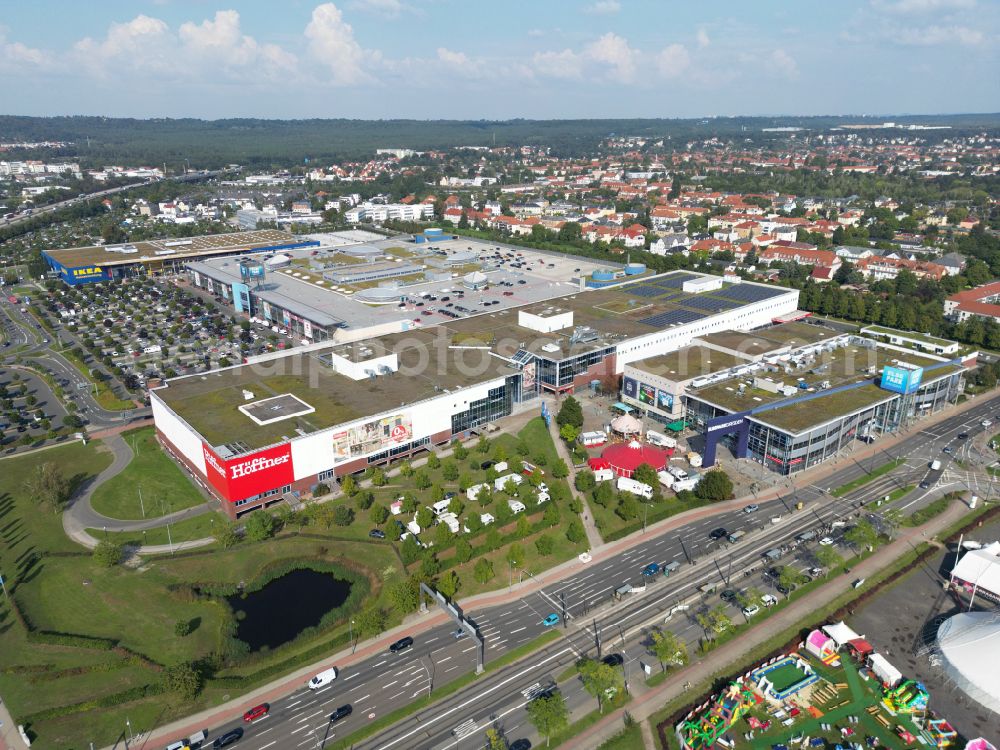 Aerial image Dresden - The Elbepark Dresden is a shopping center in the Dresden district of Kaditz in the northwest of the city in Dresden in the federal state of Saxony, Germany