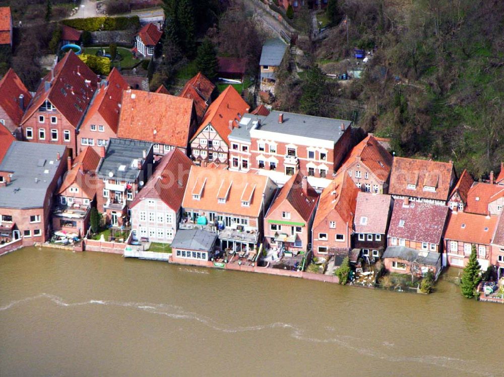 Aerial image Lauenburg - 10.04.2006 Lauenburg; Hochwasser der Elbe in Lauenburg / Schleswig-Holstein.