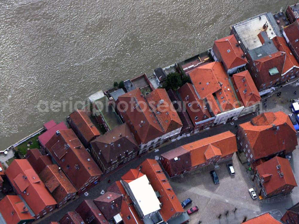 Lauenburg from above - 10.04.2006 Lauenburg; Hochwasser der Elbe in Lauenburg / Schleswig-Holstein.