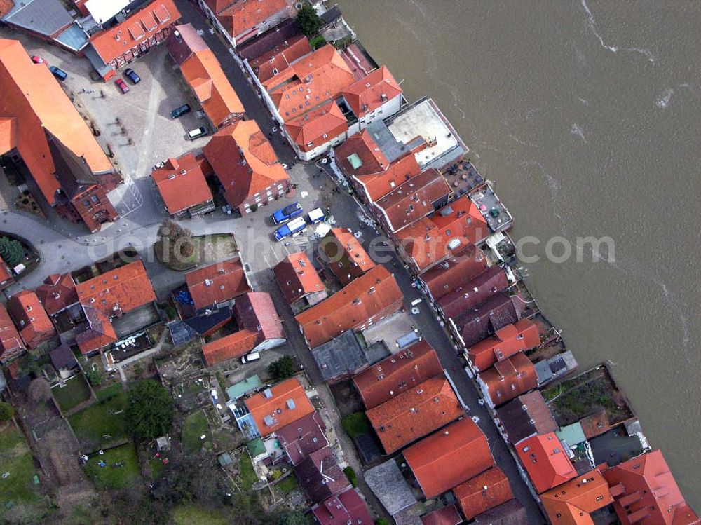 Aerial image Lauenburg - 10.04.2006 Lauenburg; Hochwasser der Elbe in Lauenburg / Schleswig-Holstein.