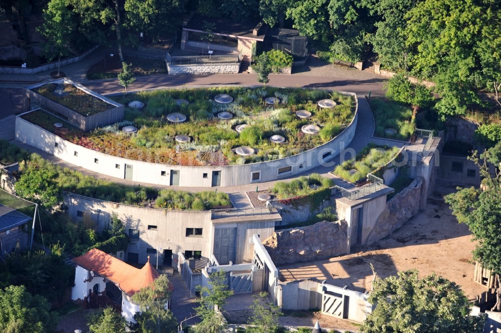 Halle from the bird's eye view: View of the elephant house in the Zoological Garden of Halle in Saxony-Anhalt