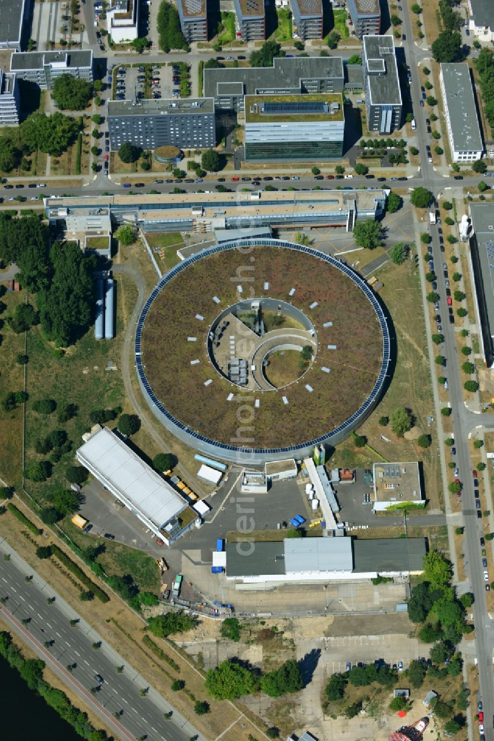 Aerial image Berlin - View onto the electron storage ring BESSY in Berlin - Adlershof