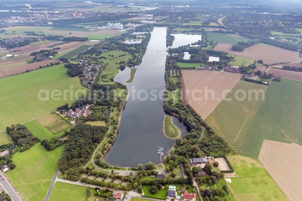 Krefeld from the bird's eye view: View of the Elfrather See in the district of Uerdingen in Krefeld in the state of North Rhine-Westphalia