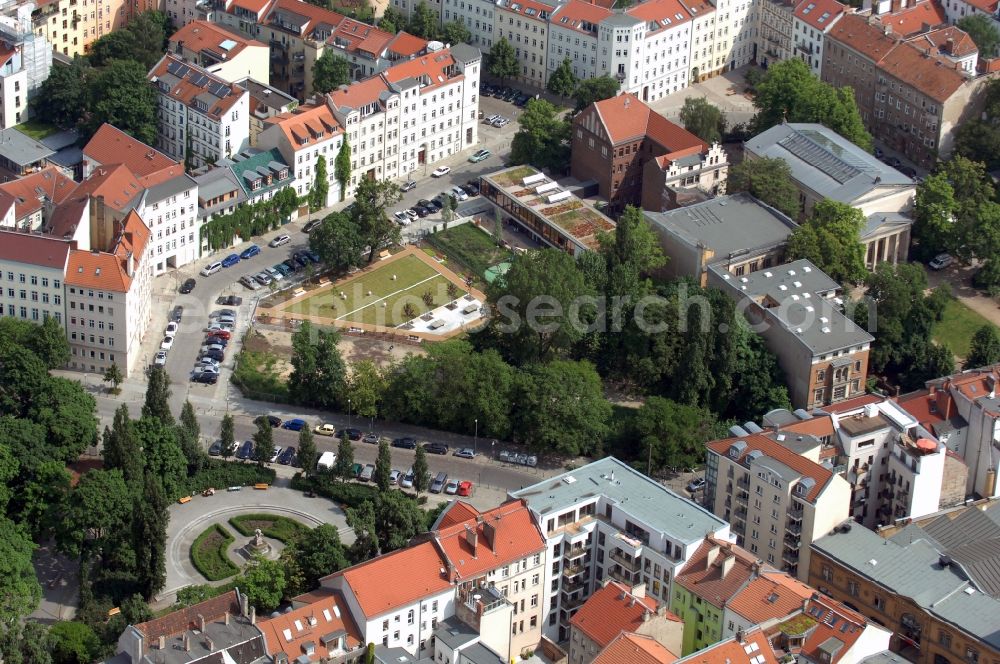 Berlin from the bird's eye view: View of Elisabeth church and kindergarden in Berlin